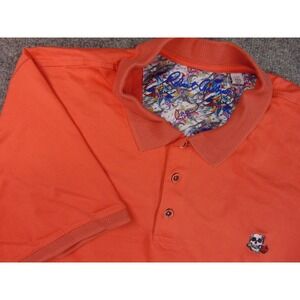 Robert Graham Shirt Mens 3XL Orange Skull Rose Embroidered Polo golf